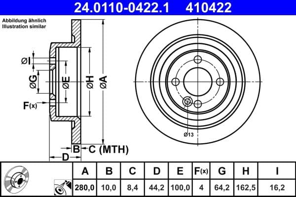 Disc frana ATE 24.0110-0422.1