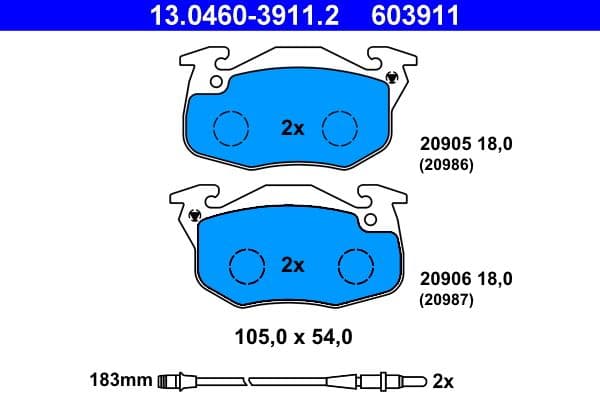 set placute frana,frana disc ATE 13.0460-3911.2