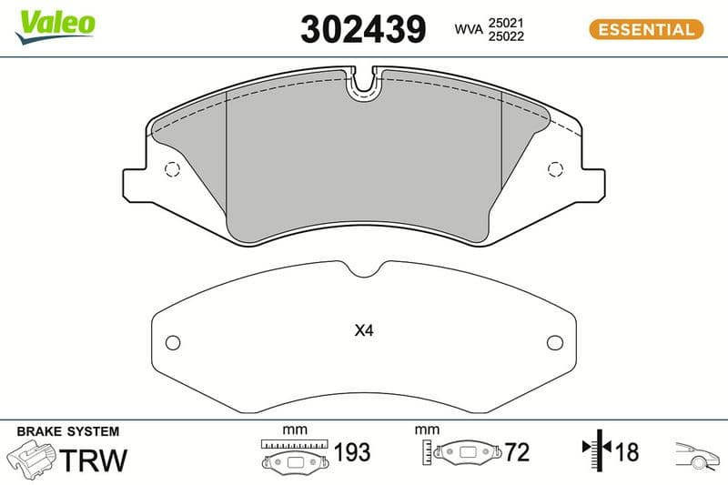 set placute frana,frana disc VALEO ESSENTIAL 302439