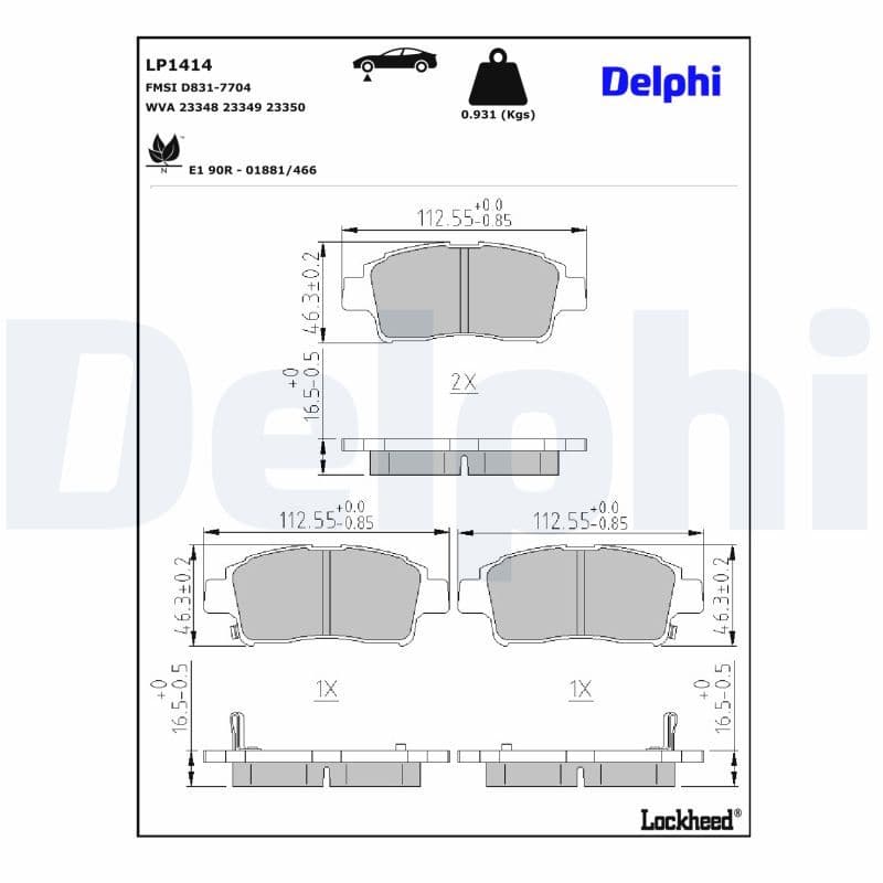 set placute frana,frana disc DELPHI LP1414