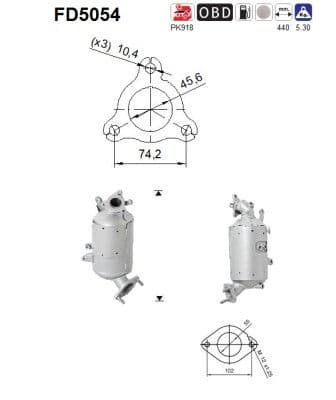 Filtru funingine/particule, sist.de esapament AS-PL FD5054