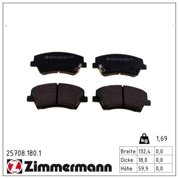 set placute frana,frana disc ZIMMERMANN 25708.180.1