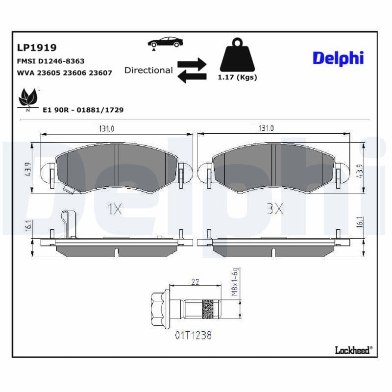 set placute frana,frana disc DELPHI LP1919