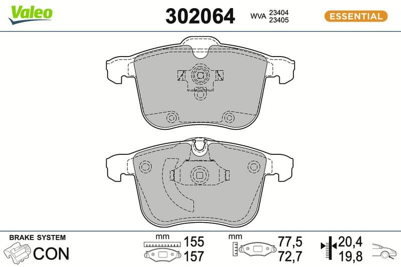set placute frana,frana disc VALEO ESSENTIAL 302064