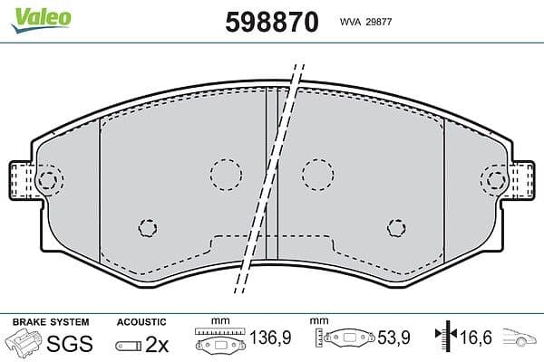 set placute frana,frana disc VALEO 598870