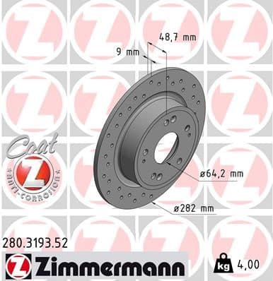 Disc frana ZIMMERMANN SPORT Z 280.3193.52