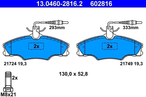 set placute frana,frana disc ATE 13.0460-2816.2