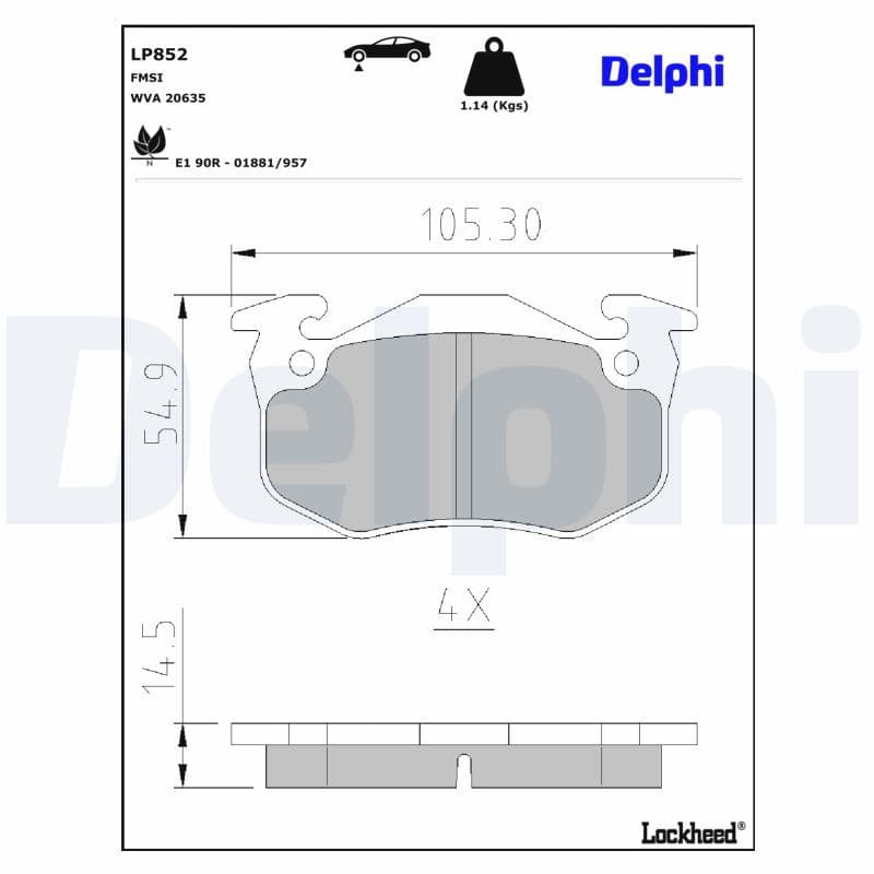 set placute frana,frana disc DELPHI LP852