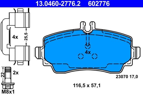 set placute frana,frana disc ATE 13.0460-2776.2
