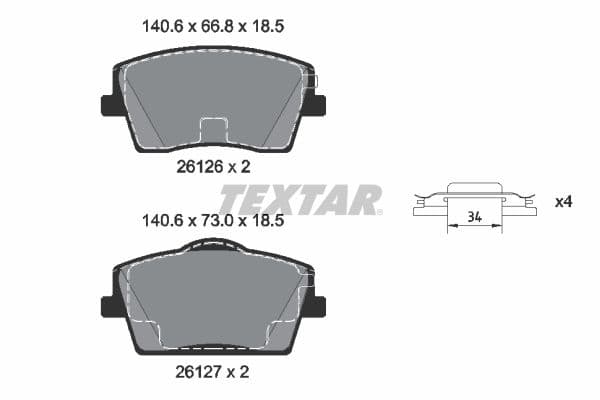set placute frana,frana disc TEXTAR 2612601