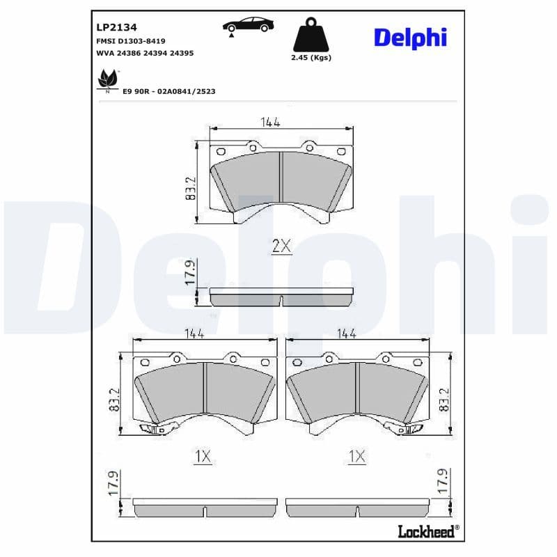 set placute frana,frana disc DELPHI LP2134