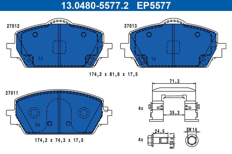 set placute frana,frana disc ATE 13.0480-5577.2