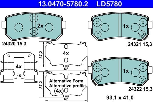 set placute frana,frana disc ATE 13.0470-5780.2