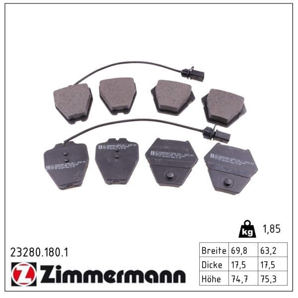 set placute frana,frana disc ZIMMERMANN 23280.180.1