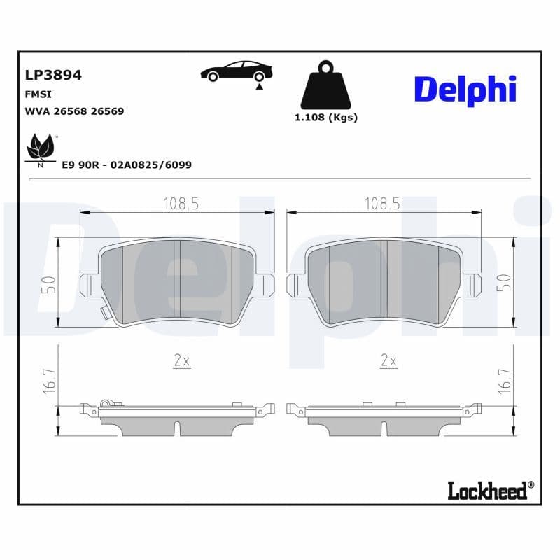 set placute frana,frana disc DELPHI LP3894