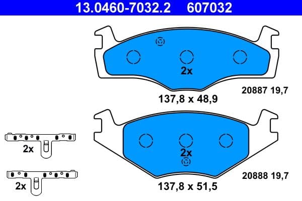 set placute frana,frana disc ATE 13.0460-7032.2