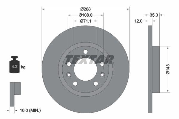 Disc frana TEXTAR PRO 92268003