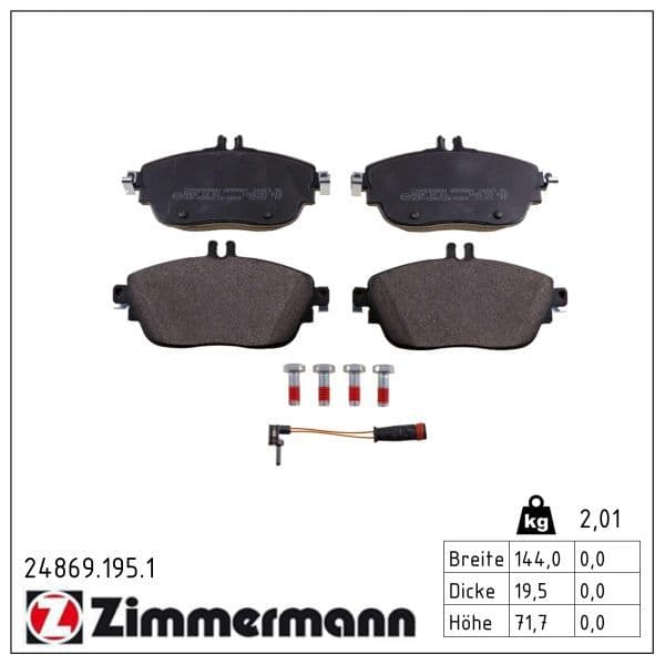 set placute frana,frana disc ZIMMERMANN 24869.195.1
