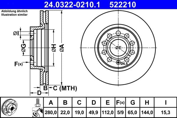 Disc frana ATE PowerDisc 24.0322-0210.1