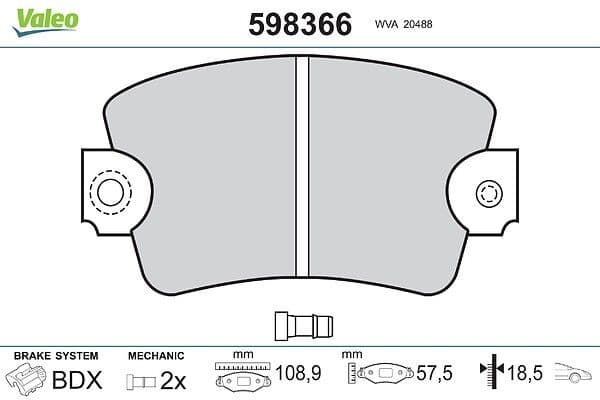 set placute frana,frana disc VALEO 598366