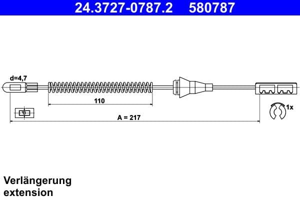 Cablu, frana de parcare ATE 24.3727-0787.2
