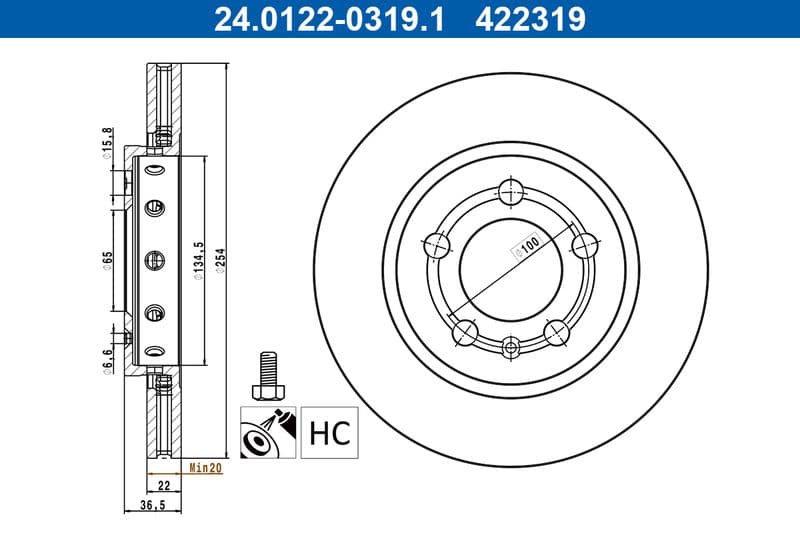 Disc frana ATE 24.0122-0319.1