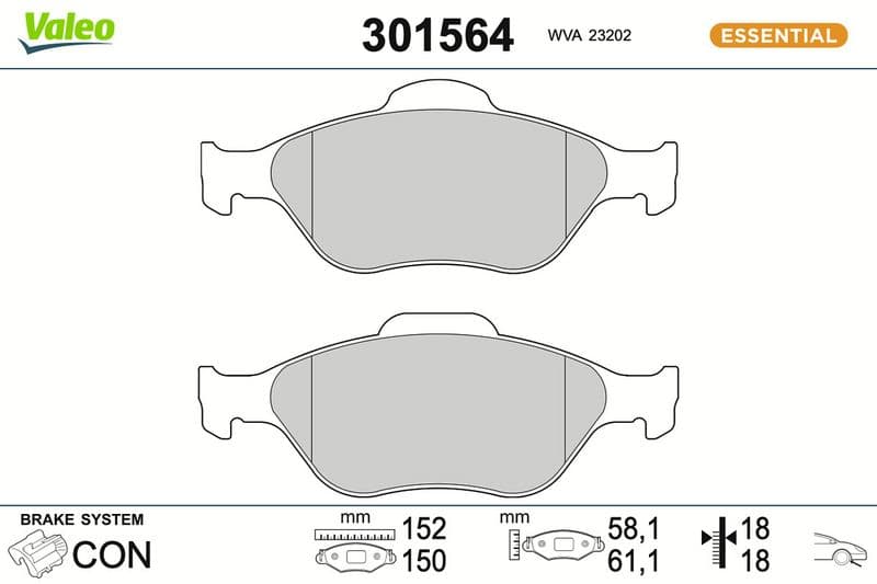 set placute frana,frana disc VALEO ESSENTIAL 301564