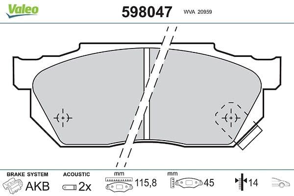 set placute frana,frana disc VALEO 598047