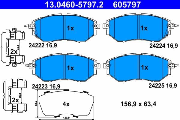 set placute frana,frana disc ATE 13.0460-5797.2