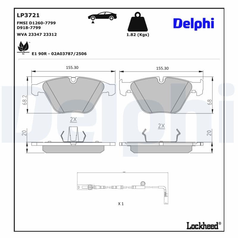 set placute frana,frana disc DELPHI LP3721