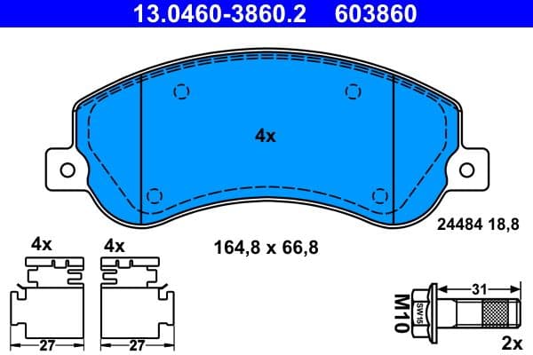 set placute frana,frana disc ATE 13.0460-3860.2