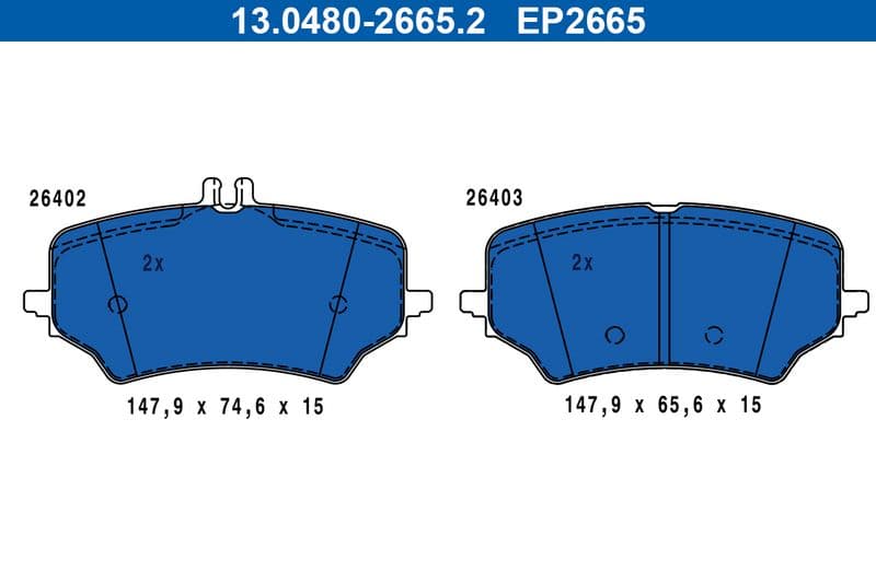 set placute frana,frana disc ATE New Original 13.0480-2665.2