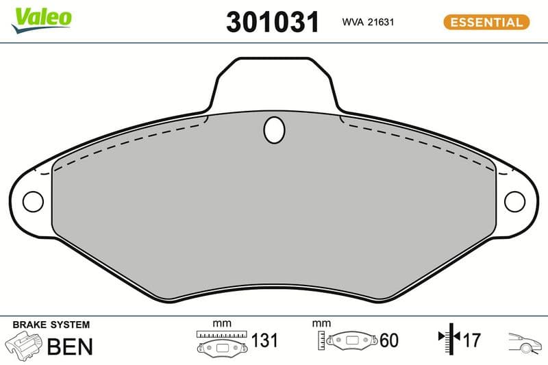 set placute frana,frana disc VALEO ESSENTIAL 301031