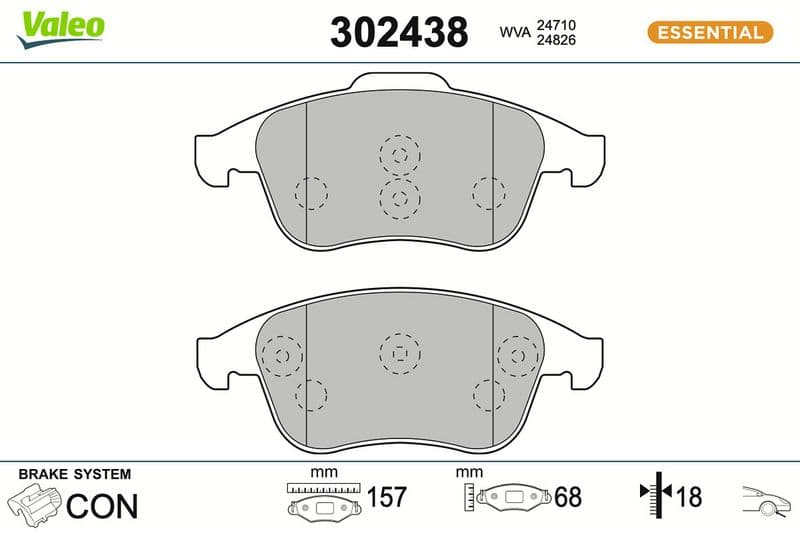 set placute frana,frana disc VALEO ESSENTIAL 302438