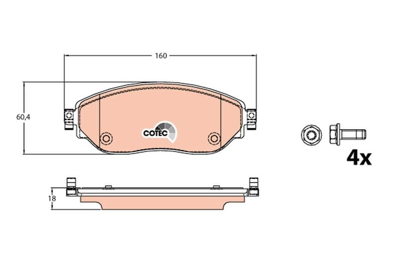 set placute frana,frana disc TRW COTEC GDB2096