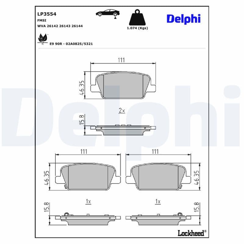 set placute frana,frana disc DELPHI LP3554