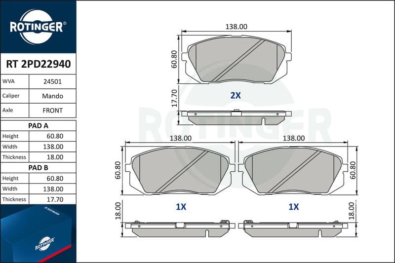 set placute frana,frana disc ROTINGER RT 2PD22940