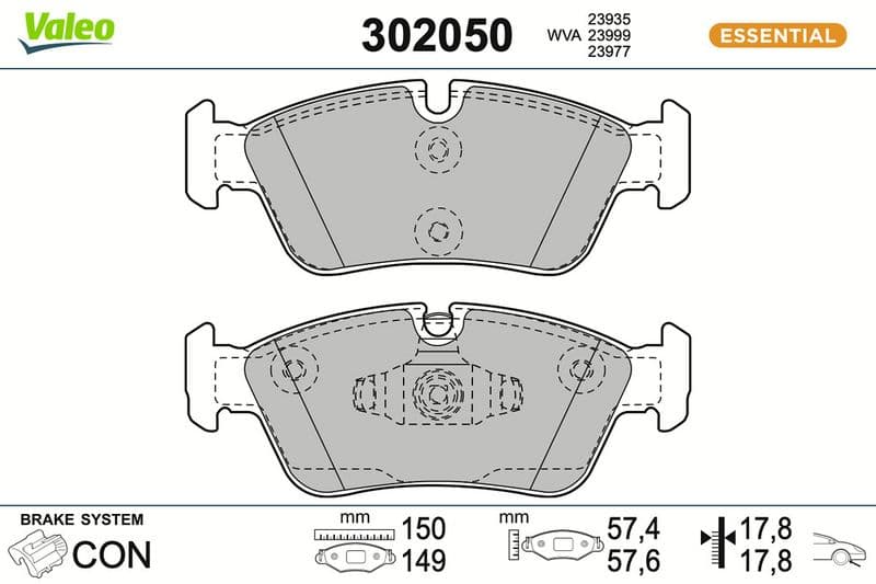 set placute frana,frana disc VALEO ESSENTIAL 302050