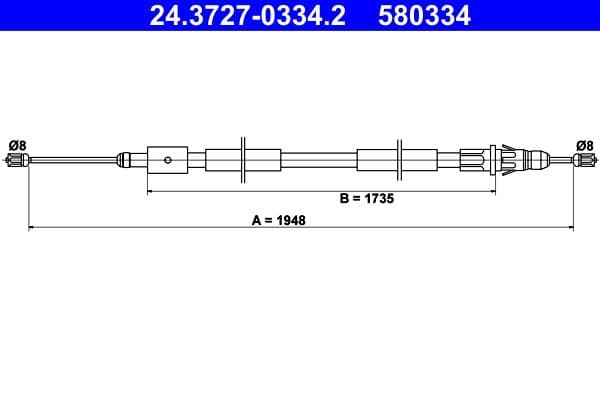 Cablu, frana de parcare ATE 24.3727-0334.2