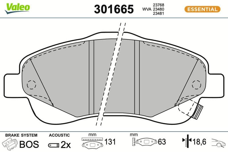 set placute frana,frana disc VALEO ESSENTIAL 301665