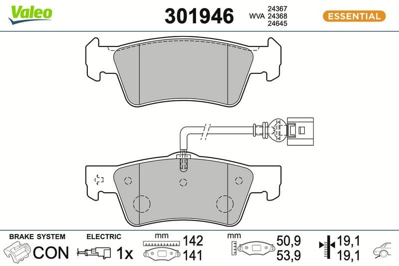 set placute frana,frana disc VALEO ESSENTIAL 301946