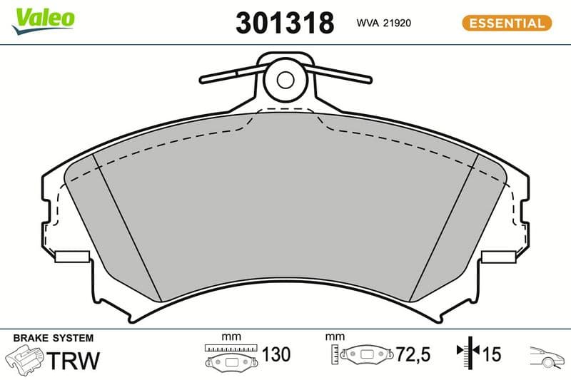 set placute frana,frana disc VALEO ESSENTIAL 301318