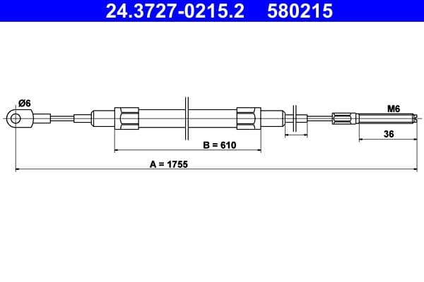 Cablu, frana de parcare ATE 24.3727-0215.2