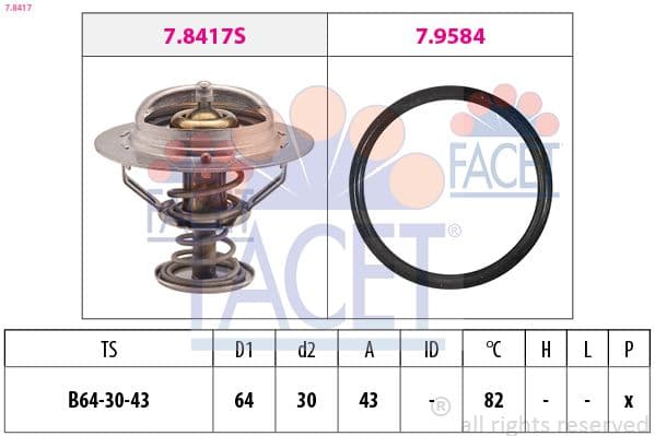 termostat,lichid racire FACET Made in Italy - OE Equivalent 7.8417