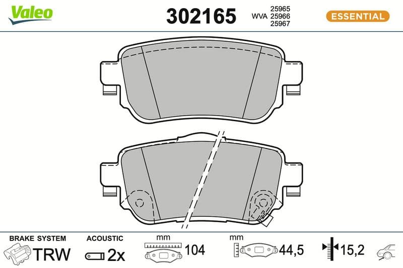 set placute frana,frana disc VALEO ESSENTIAL 302165