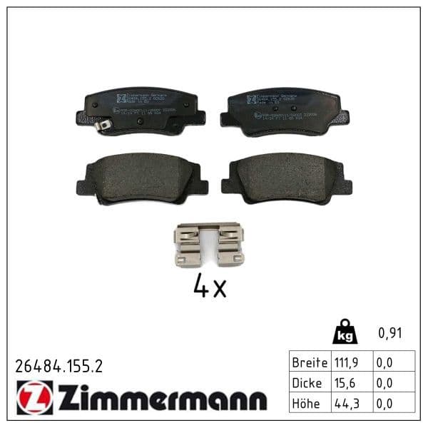 set placute frana,frana disc ZIMMERMANN 26484.155.2