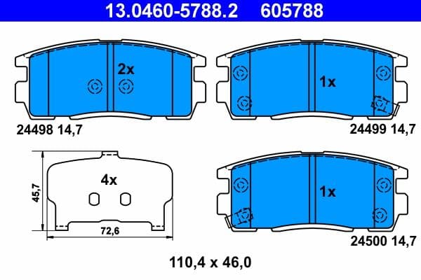 set placute frana,frana disc ATE 13.0460-5788.2