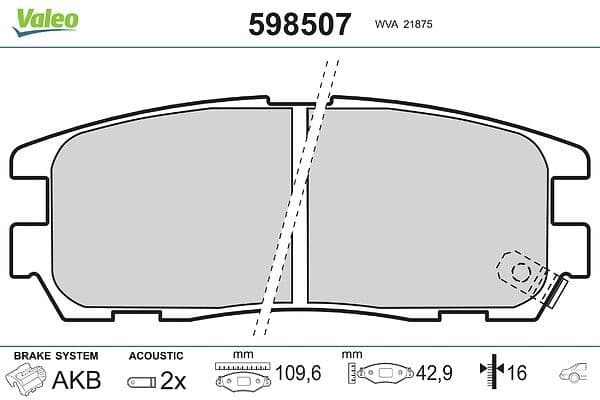 set placute frana,frana disc VALEO 598507