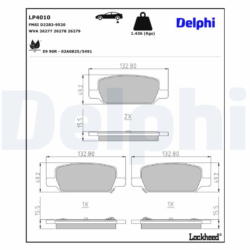 set placute frana,frana disc DELPHI LP4010