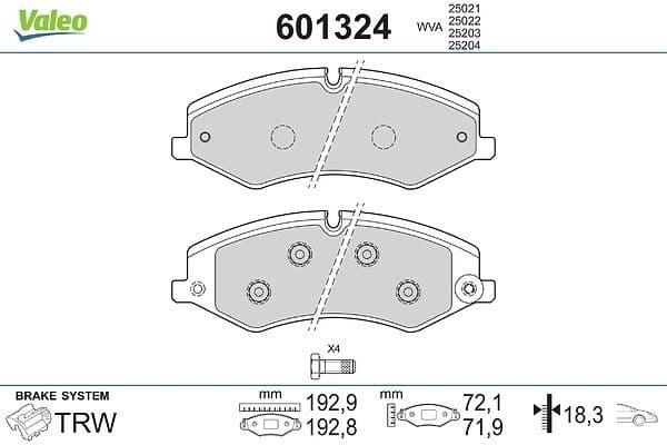 set placute frana,frana disc VALEO 601324